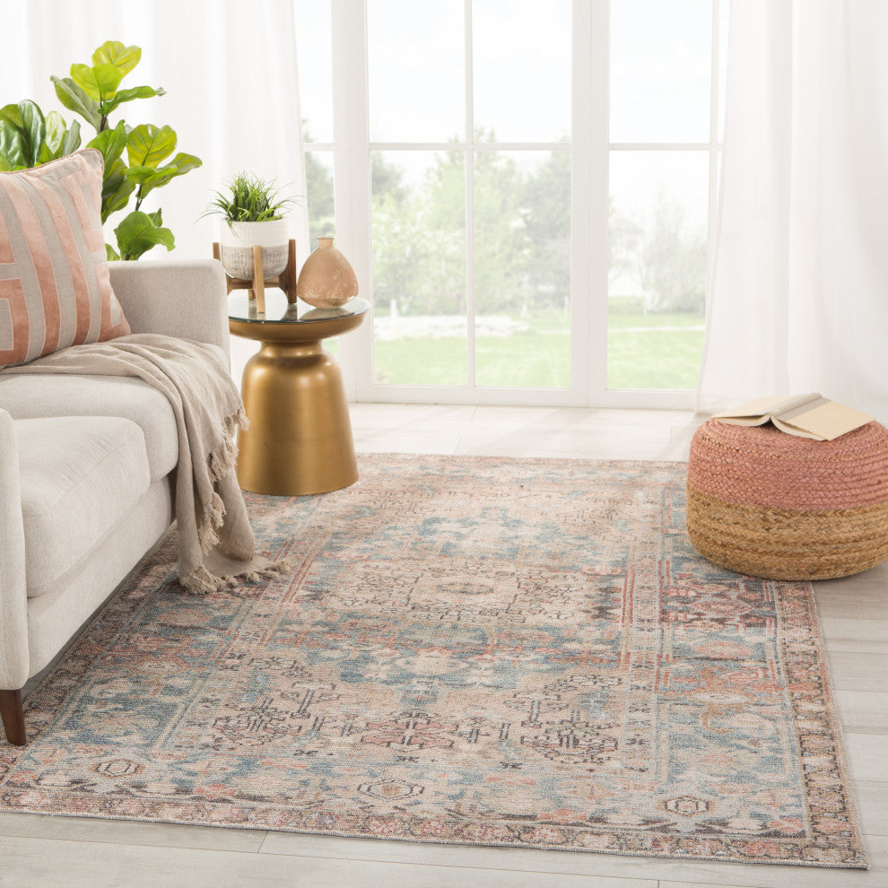 Machine Washable Jaipur Living Geonna Medallion Blue/Beige Area Rug, 6'x9'