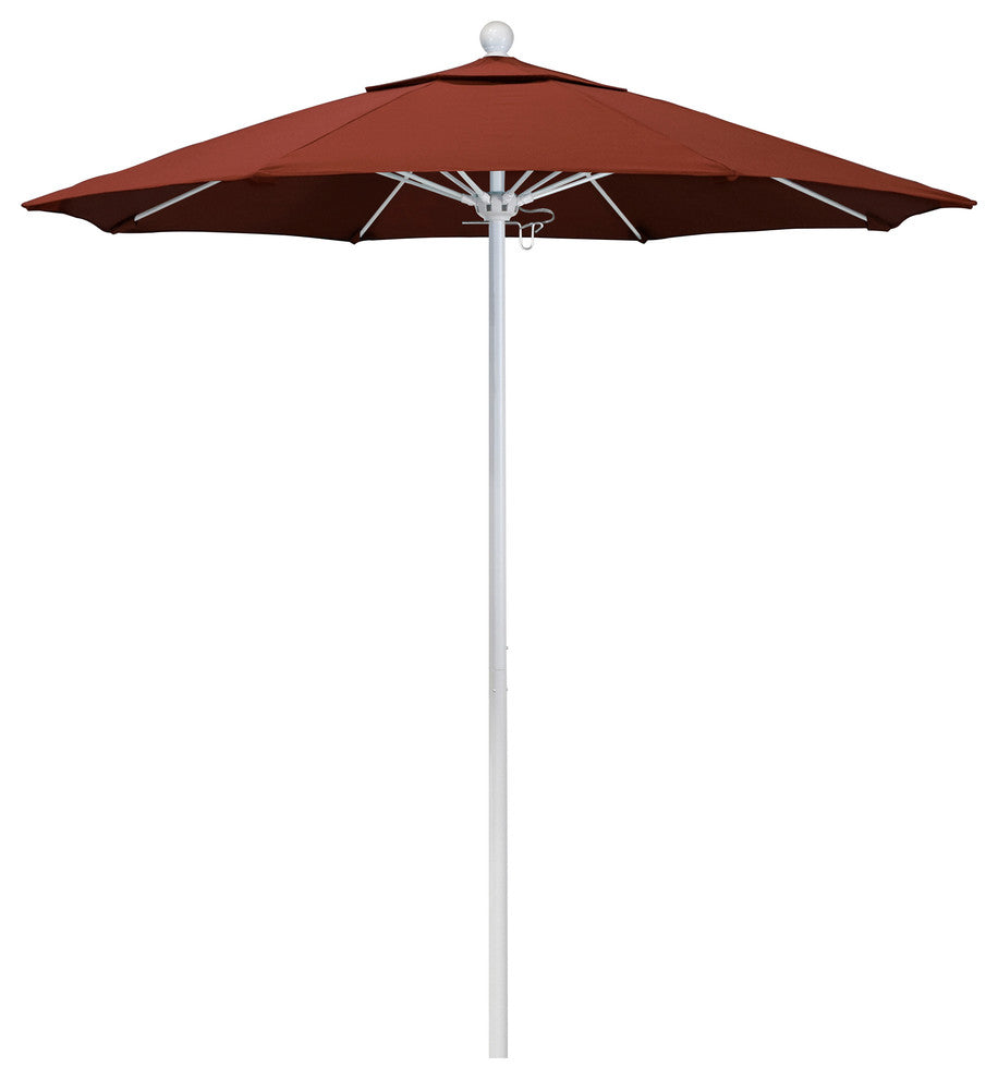 7.5' Fiberglass Umbrella White, Sunbrella, Terracotta