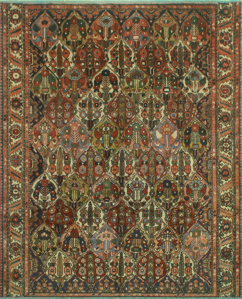 Fine Vintage Distressed Pili Burgundy/Ivory Rug, 7'2x8'7