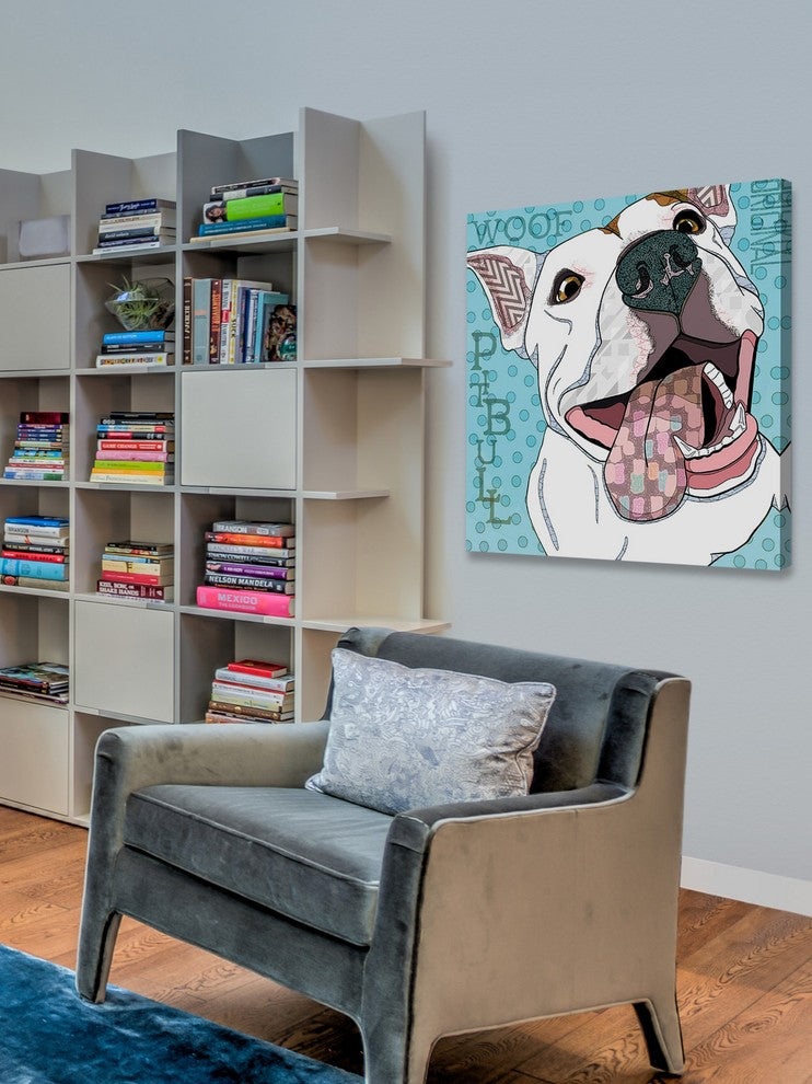 "White Pittie" Painting Print on Wrapped Canvas