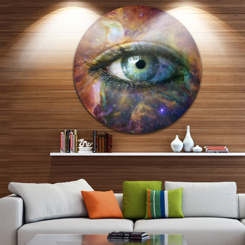 Human Eye Looking In Universe, Contemporary Round Wall Art, 23"