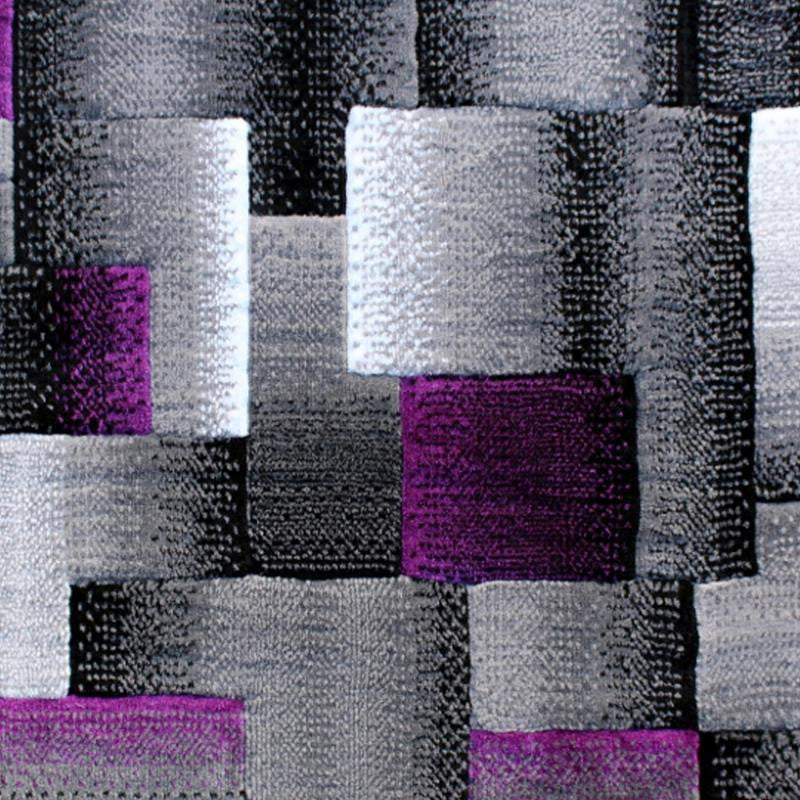 Elio Collection Color Blocked Area Rug, Purple, 2' X 3'