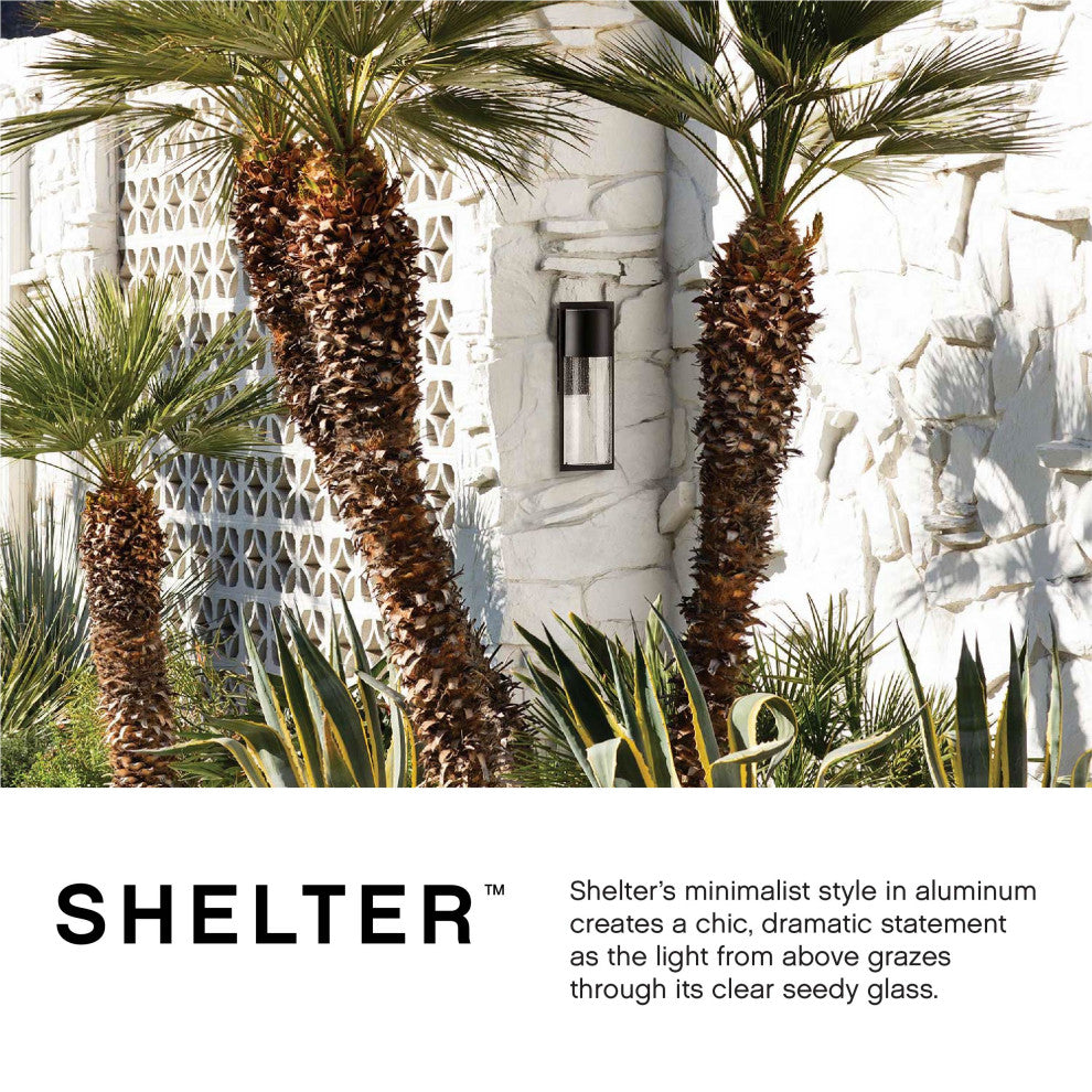Hinkley Shelter Medium Wall Mount Lantern, Black