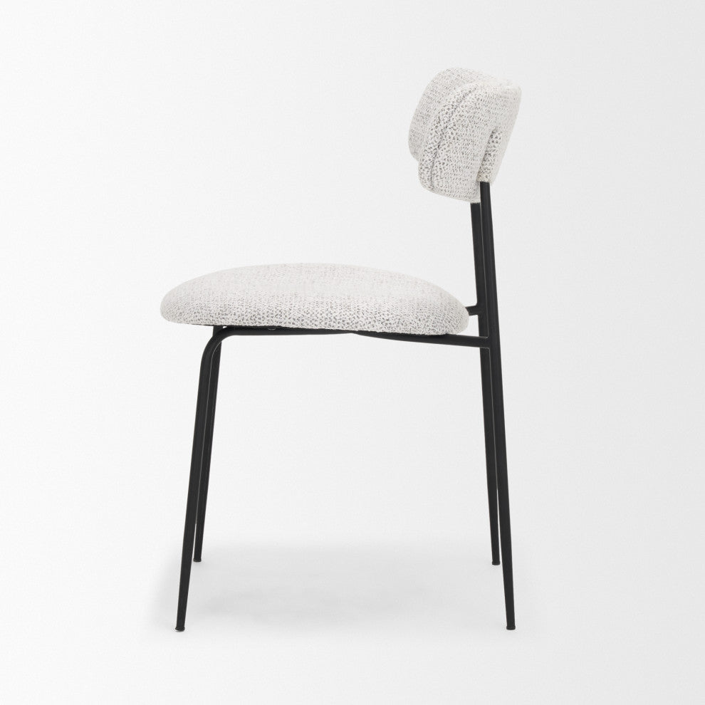 Casey Matte Black Metal With Gray Fabric Dining Chair, Set of 2