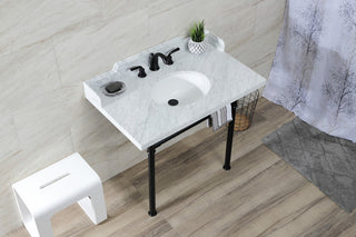 Kingston Brass LMS3622M80ST 36" Carrara Marble Console Sink, Legs