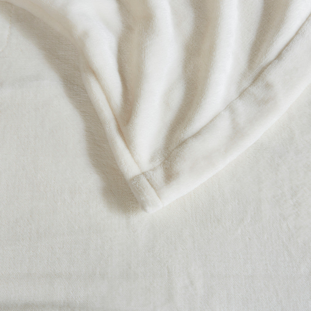 Beautyrest Solid Microlight to Solid Microlight Heated Blanket, Ivory, Twin
