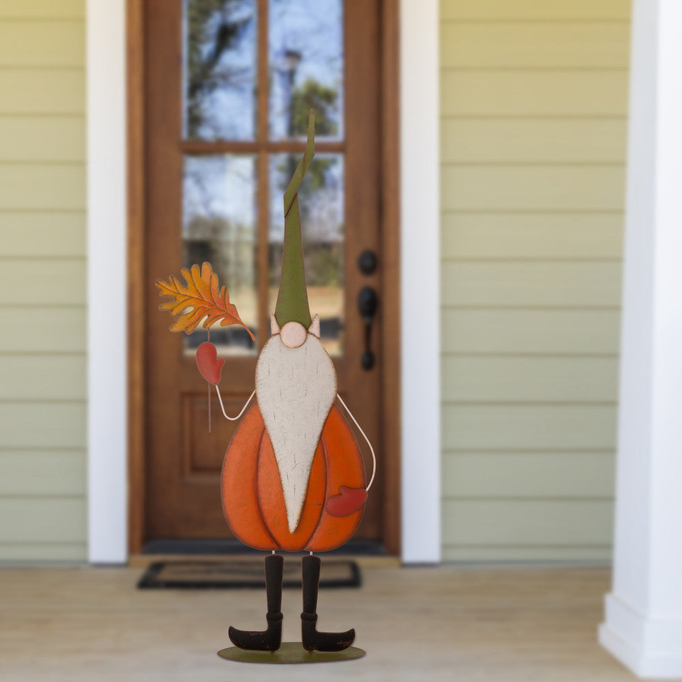 48"H Fall Metal Gnome Standing Decor