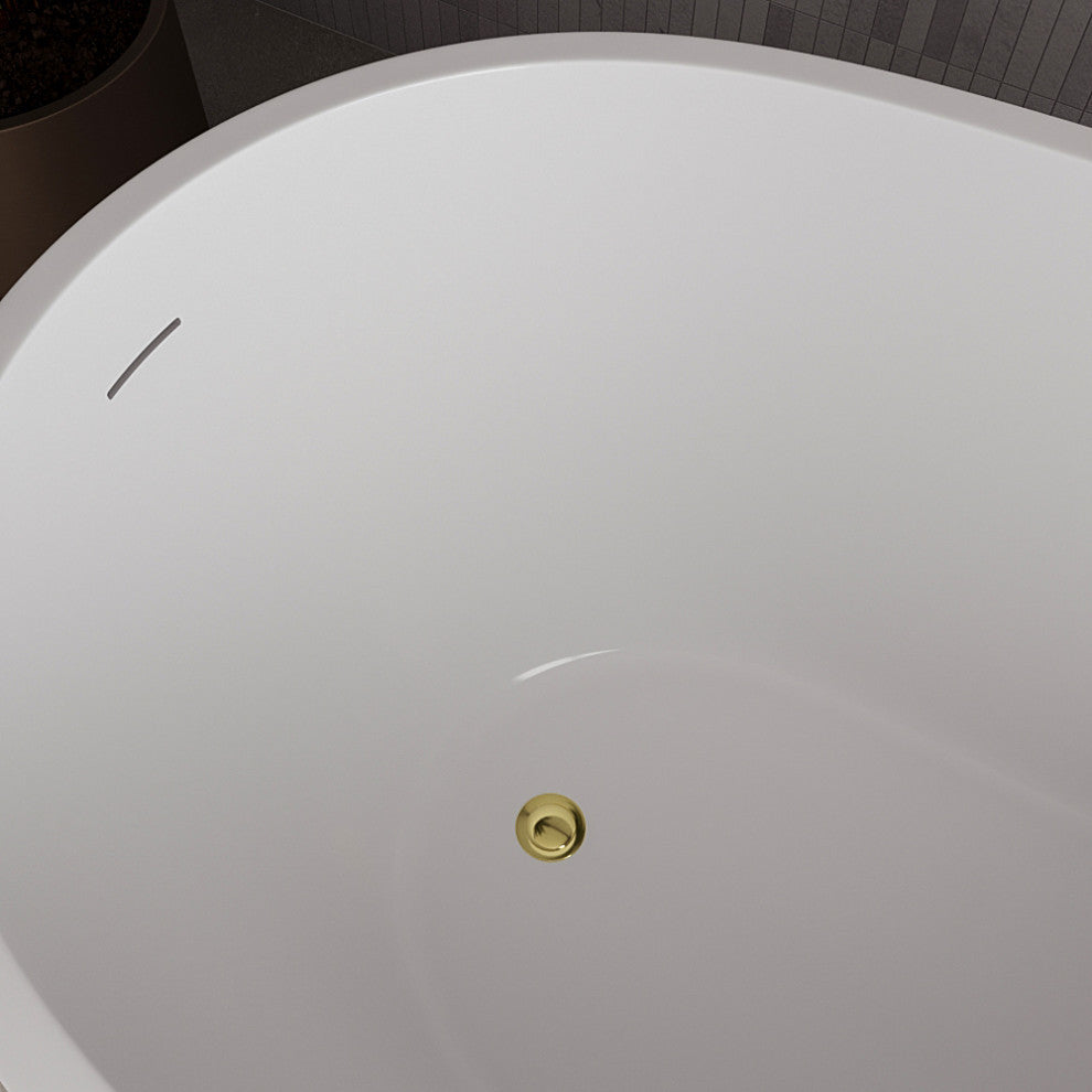 55" Streamline NDR-342-12-PBR Freestanding Tub, Tray, Drain in Polished Brass