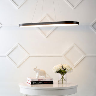 Nolan 38.75" Modern Bohemian Iron Linear Integrated LED Pendant, Black