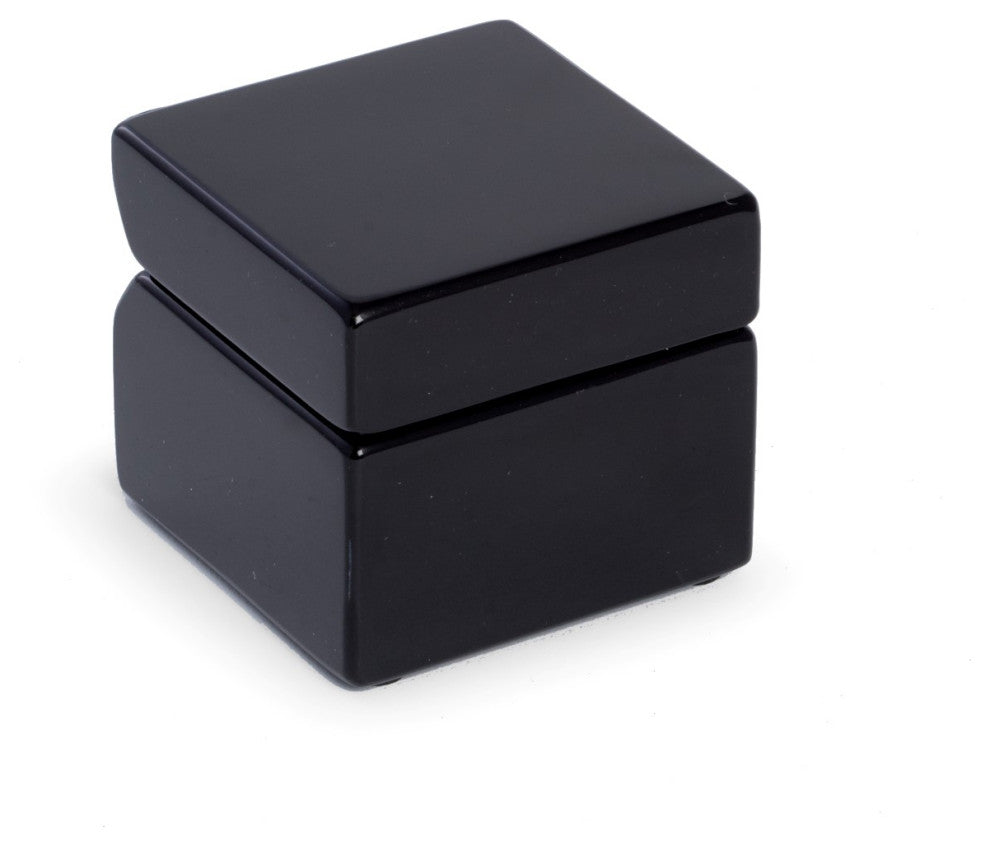 Compass and Clock, Lacquered Black Finish Hinged Box, Chrome Accents