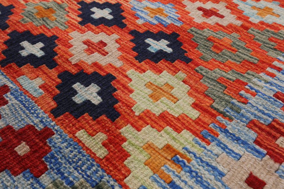 2' 7" X 10' 0" Runner Wool On Wool Flat Weave Kilim Reversible Rug Q9467