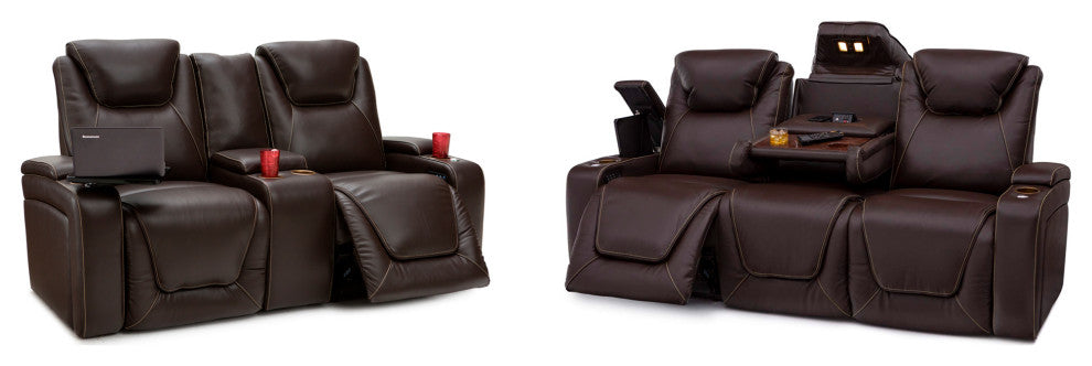 Seatcraft Vienna Home Theater Seating, Brown, Sofa Loveseat