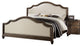 88"x66"x59" Beige Linen And Weathered Oak Queen Bed