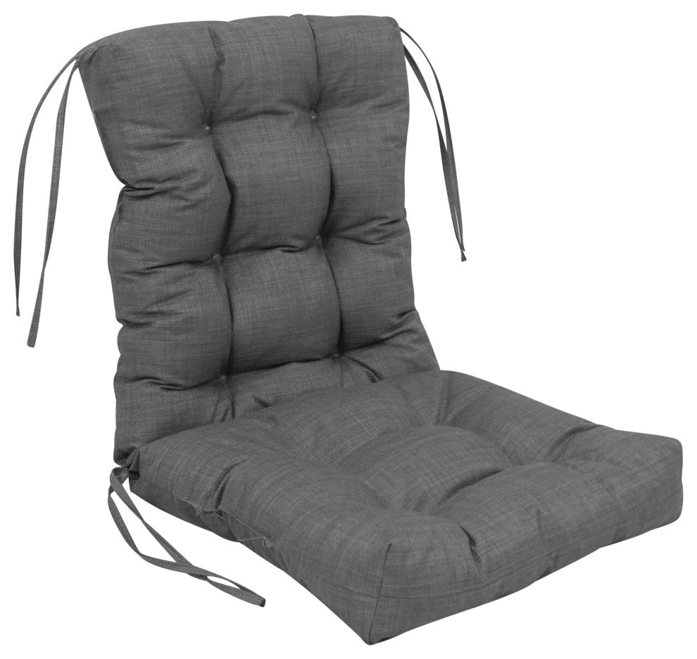 18"X38" Spun Polyester Solid Outdoor Tufted Chair Cushion, Cool Gray