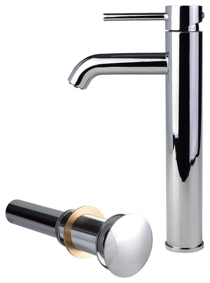 European Vessel Sink Faucet and Drain Set Chrome