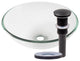 Bonificare TIG-8048 Clear Round Tempered Glass Vessel Bathroom Sink and Drain, Oil Rubbed Bronze