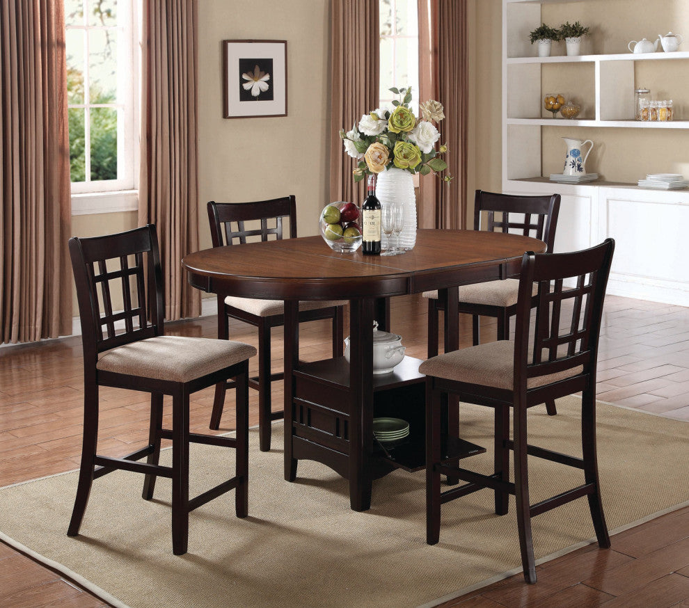Wood Counter Height Table, Light Chesnut and Espresso