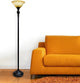 Torchiere Floor Lamp 1 Light With Marbelized Amber Glass Shade