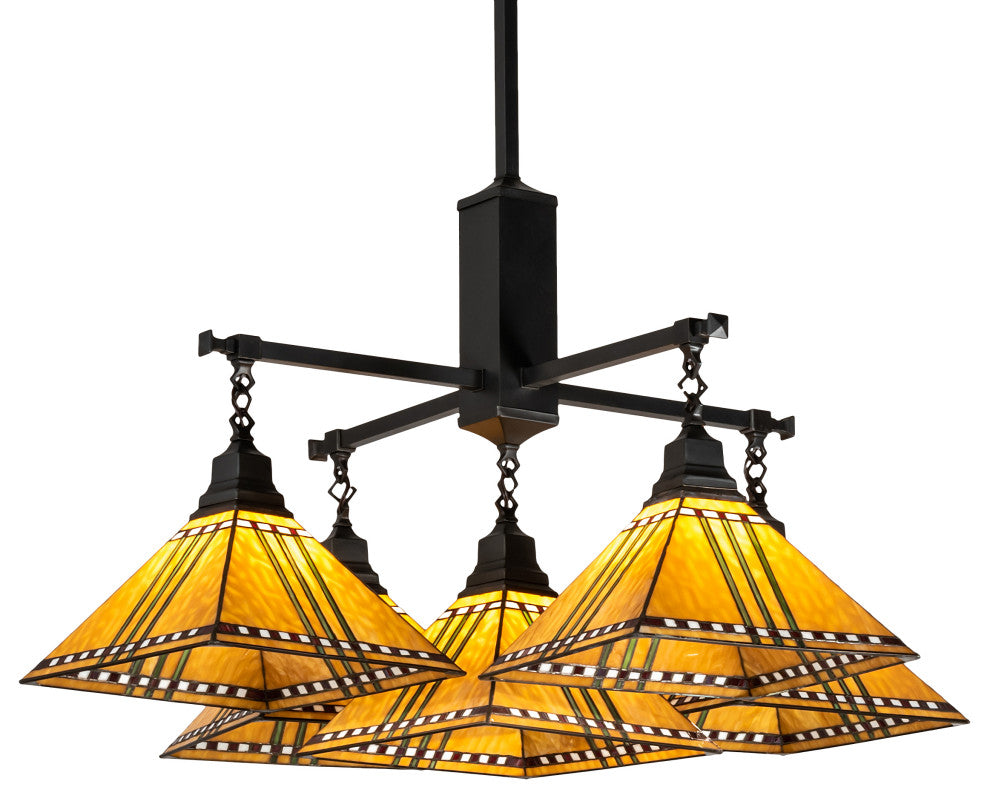 38" Square Prairie Corn 5 Light Chandelier