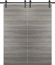 Double Barn Door 72 x 80 & 13FT Rail | Planum 0010 Ginger Ash Grey |