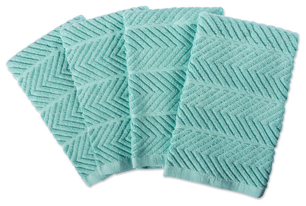 DII Aqua Chevron Luxury Barmop, Set of 4