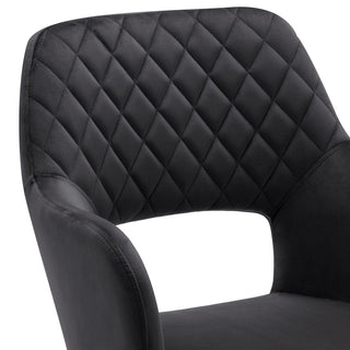 Open-Back Velvet Home Office Chair, Black