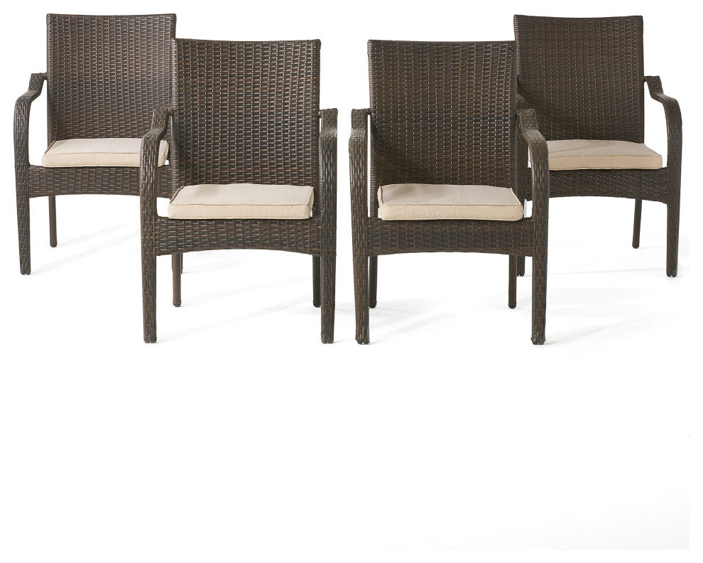 Florianopolis Brown Wicker Stacking Chairs, Set of 4