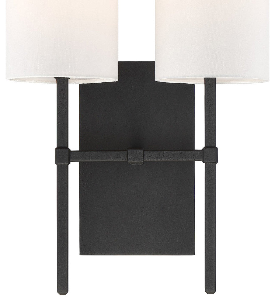 Crystorama VER-242-BF, 2-Light Wall Mount, Black Forged