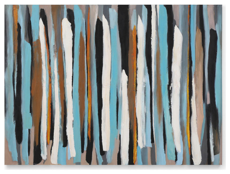 Passing Crowd Modern Hand Painted Canvas Abstract Art - 96" x 70"