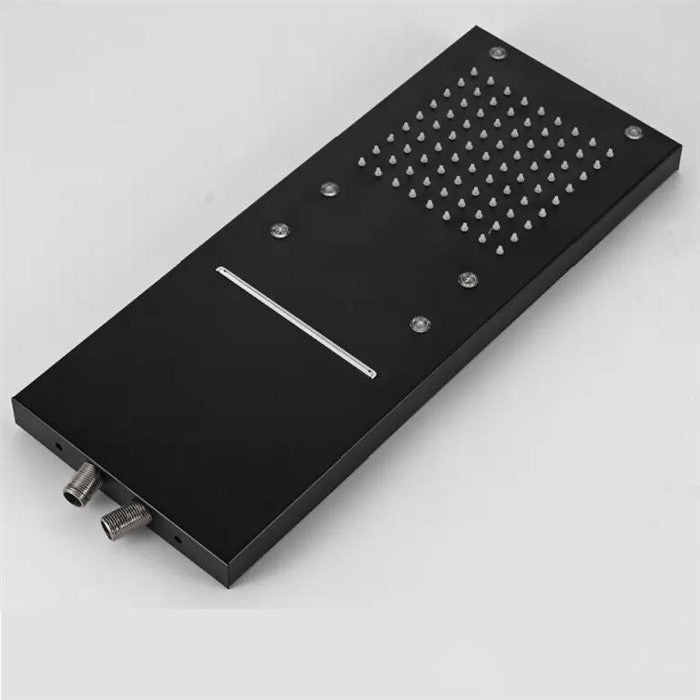 Savona 22" Matte Black Rainfall Shower System, Square Handheld Shower, LED