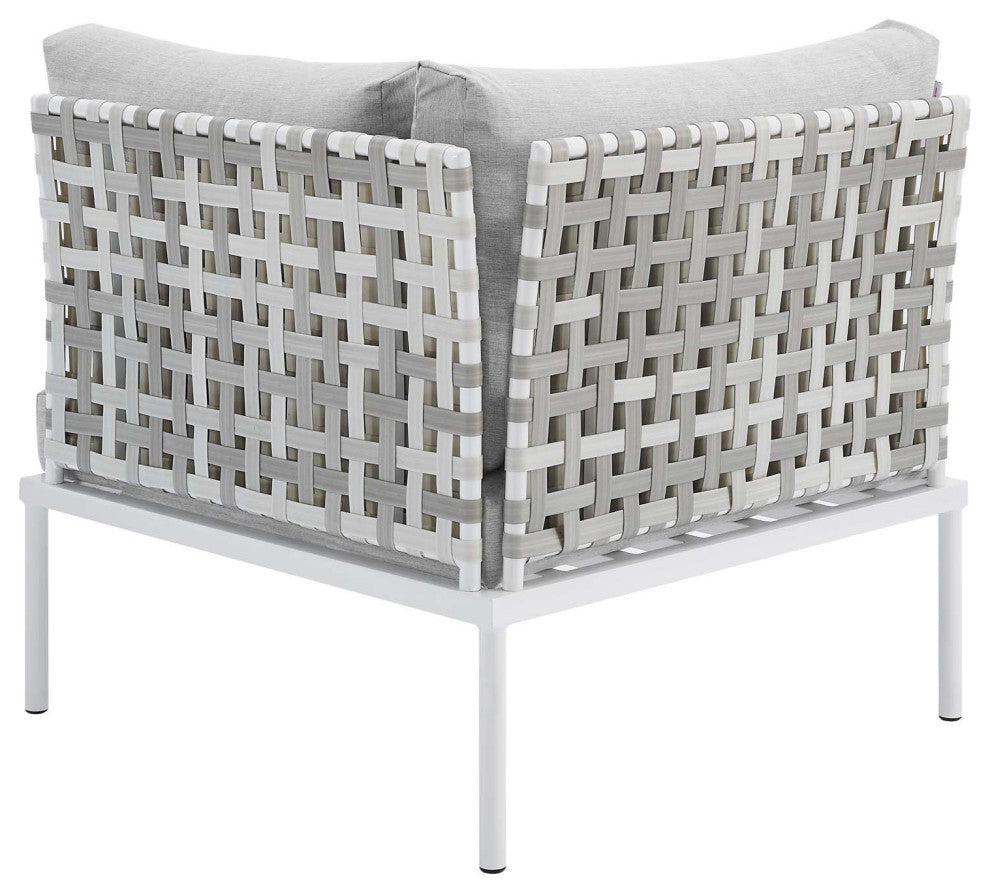 Lounge Sectional Sofa Chair Table Set, Sunbrella, Aluminum, Gray, Outdoor