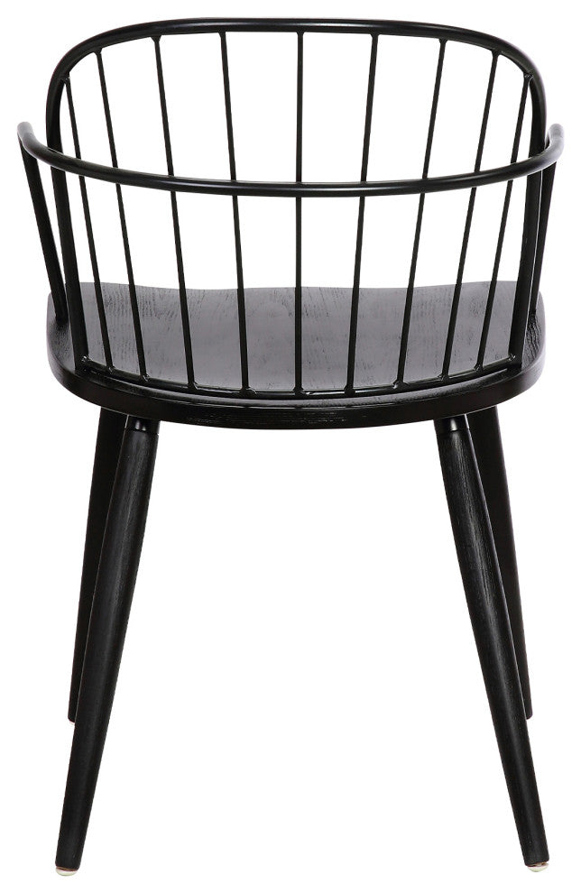Bradley Steel Side Chair in Black  Finish and Black Brushed Wood, Black
