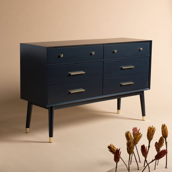 Safavieh Couture Madden Retro Dresser, Navy/Brass