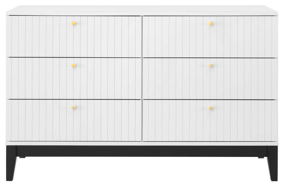 Dresser Drawer Chest Mirror Set, White, Wood, Modern, Mid Century Guest Suite