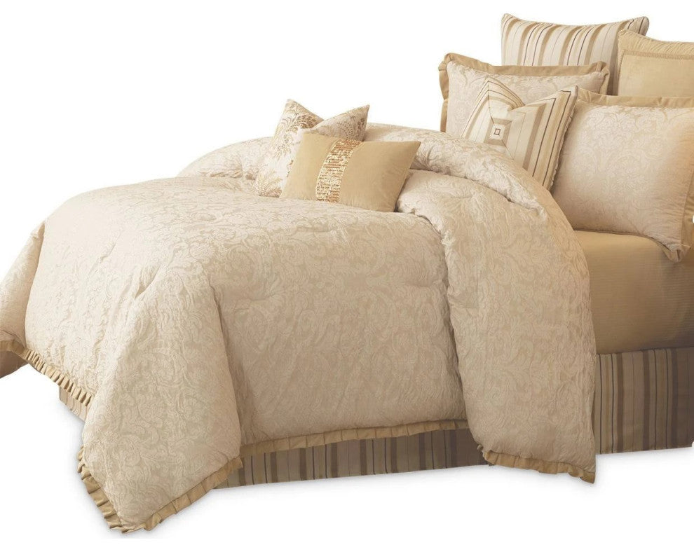 Carlton 9-Piece Queen Comforter Set, Ivory