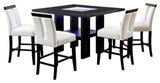 Furniture of America Jalen Wood 5-Piece LED Counter Table Set in Black