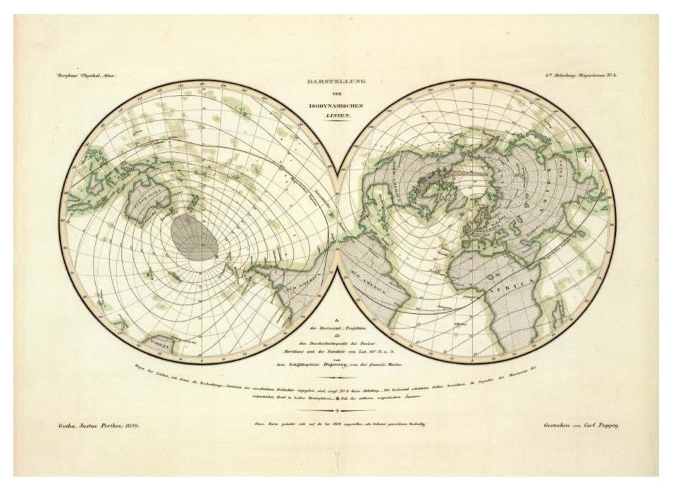 "Darstellung Der Isodynamischen Linien, 1839" Paper Art, 24"x18"