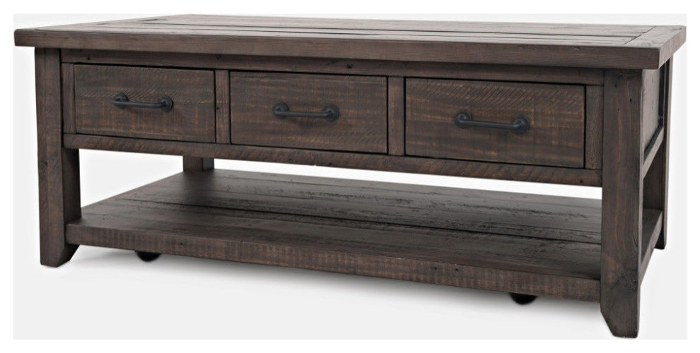Madison County 48" Rustic Reclaimed Pine Farmhouse Harris 3 Drawer Coffee Table
