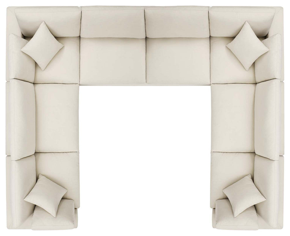 Modular Sectional Deep Sofa Set, Beige, Fabric, Modern, Lounge Cafe Hospitality