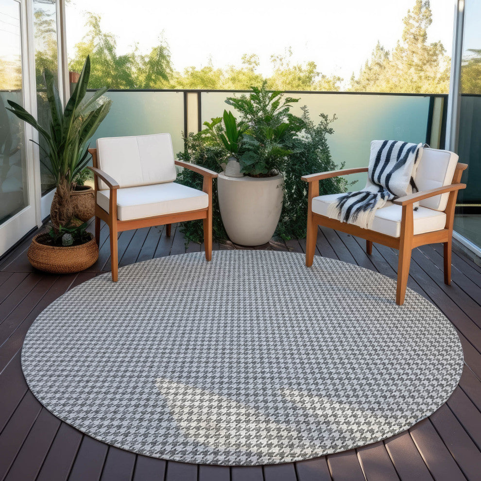 Indoor/Outdoor Hinton HN1 Grey Machine Washable 10' x 10' Rug
