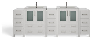 The Pullman Bathroom Vanity, White, 84", Double Sink, Freestanding