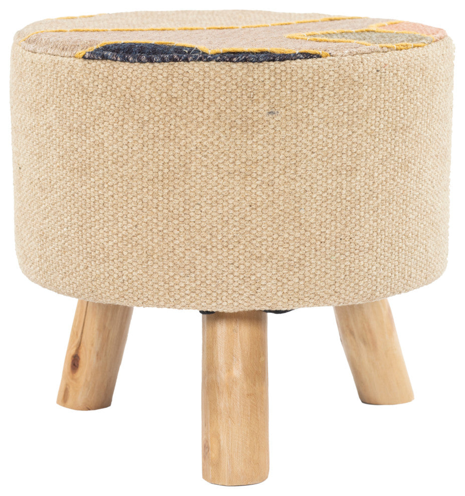Surya Zurich Light Beige Stool 12"H X 12"W X 12"D