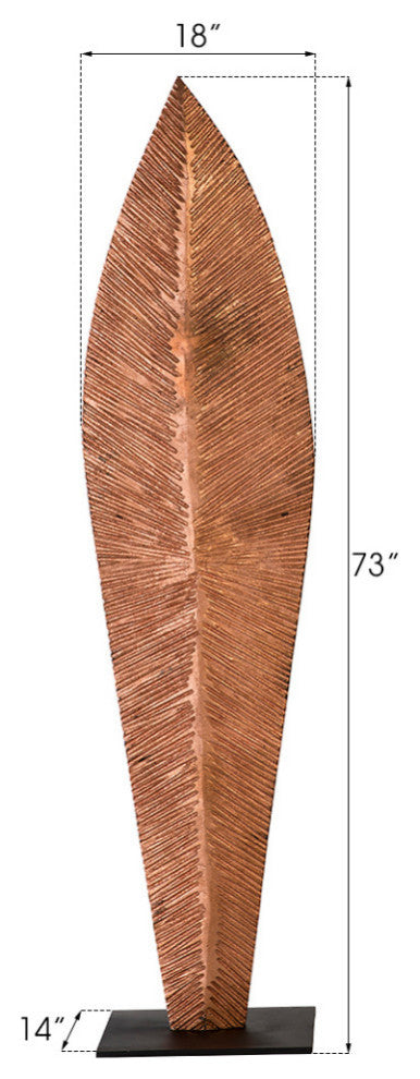 Carved Leaf on Stand, Copper Leaf, Large