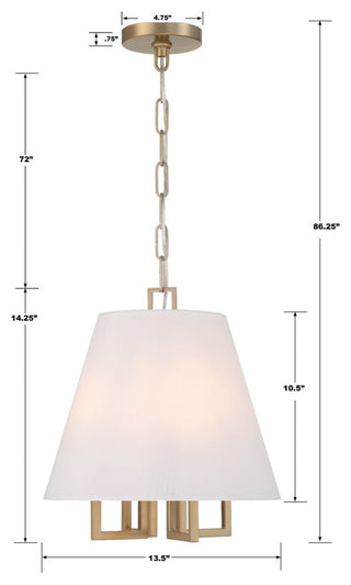 Crystorama Lighting Group 2254 Westwood 4 Light 14"W Pendant - Vibrant Gold