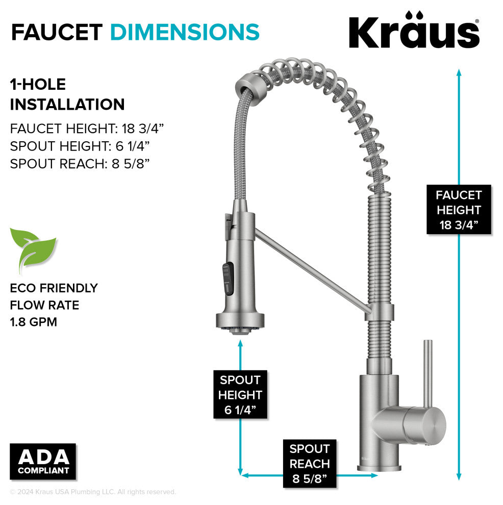 Bolden Commercial Style 2-Function Pull-Down 1-Handle 1-Hole Kitchen Faucet, Stainless Steel