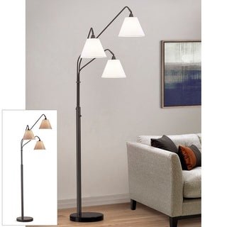 Midtown 3-Light Arch Floor Lamp, Dark Bronze/White