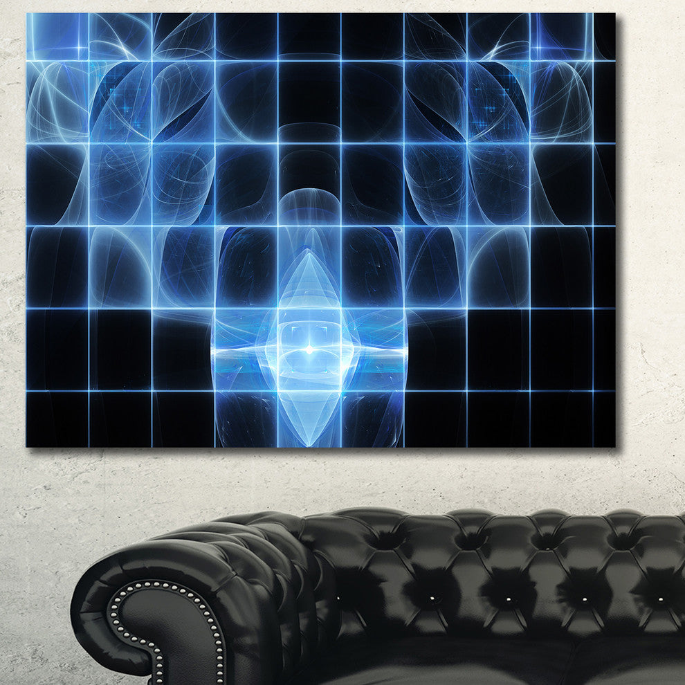 Bright Blue Bat on Radar Screen, Oversized Abstract Canvas Art Print, 60x40