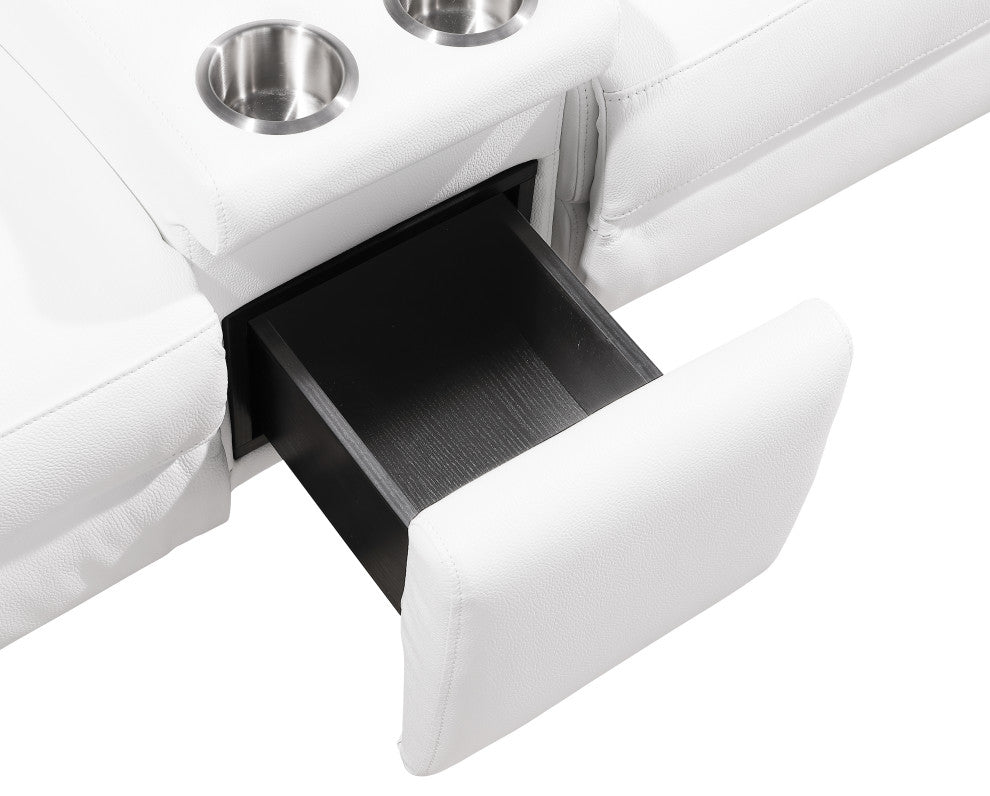 Antonio Italian Leather 12-Piece U-Shaped Power Reclining Sectional, White