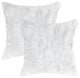 Set Of Two 18" White Rabbit Zippered Natural Fur Throw Pillows
