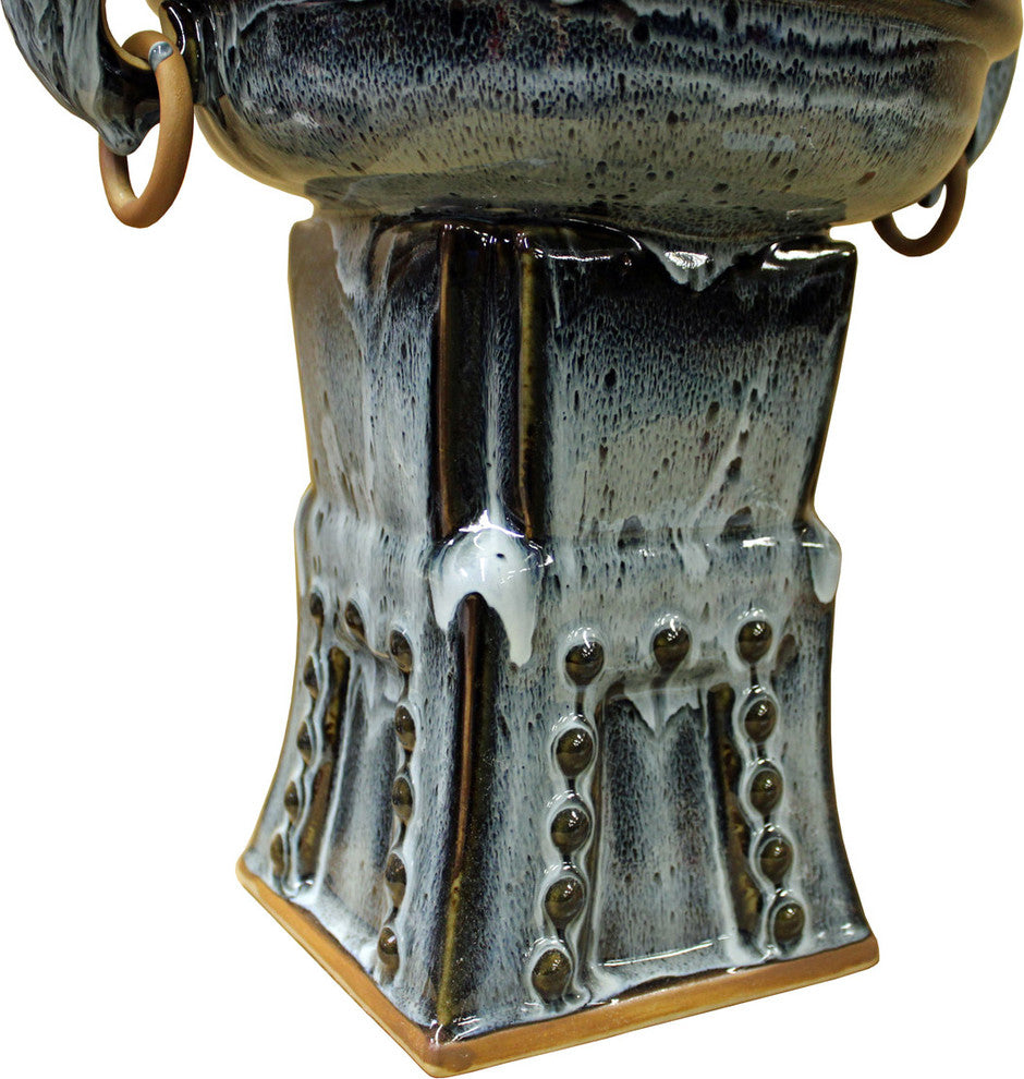 Blue Glaze Ceramic Dragon Ingot Ding Shape Figure cs2441